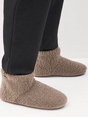 Stone Brown Borg Slipper Boots - Image 2 of 7