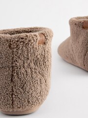 Stone Brown Borg Slipper Boots - Image 5 of 7