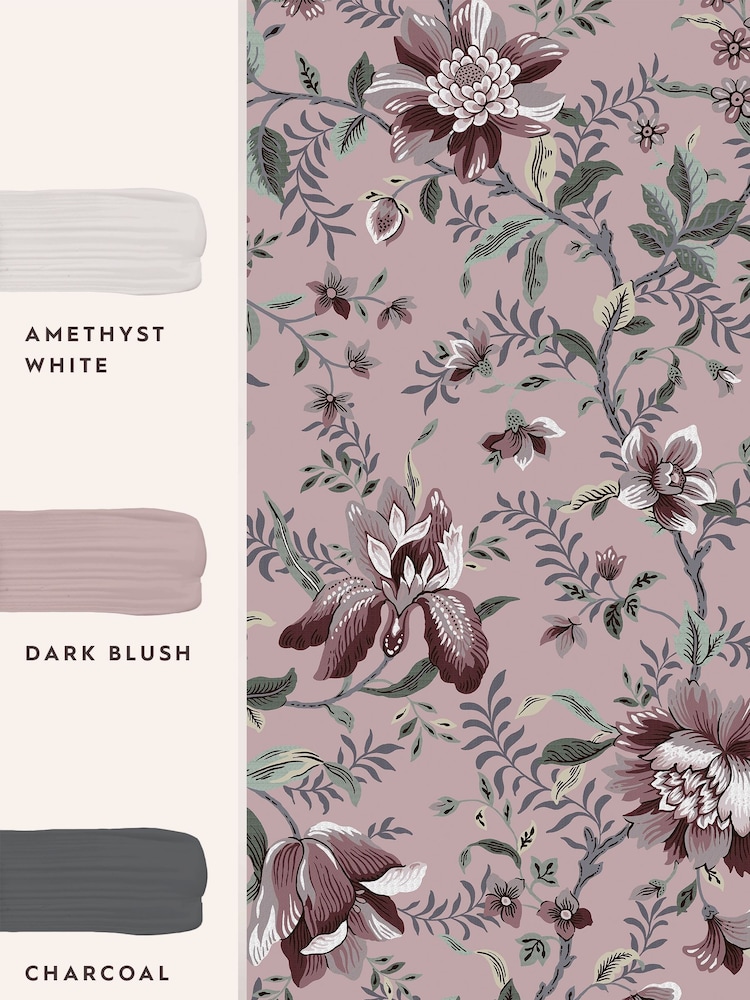 Laura Ashley Pale Blackberry Purple Edita's Garden 10M Wallpaper - Image 4 of 4