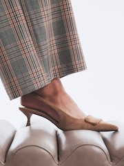 River Island Brown Sling Back Court Heels - Image 1 of 5