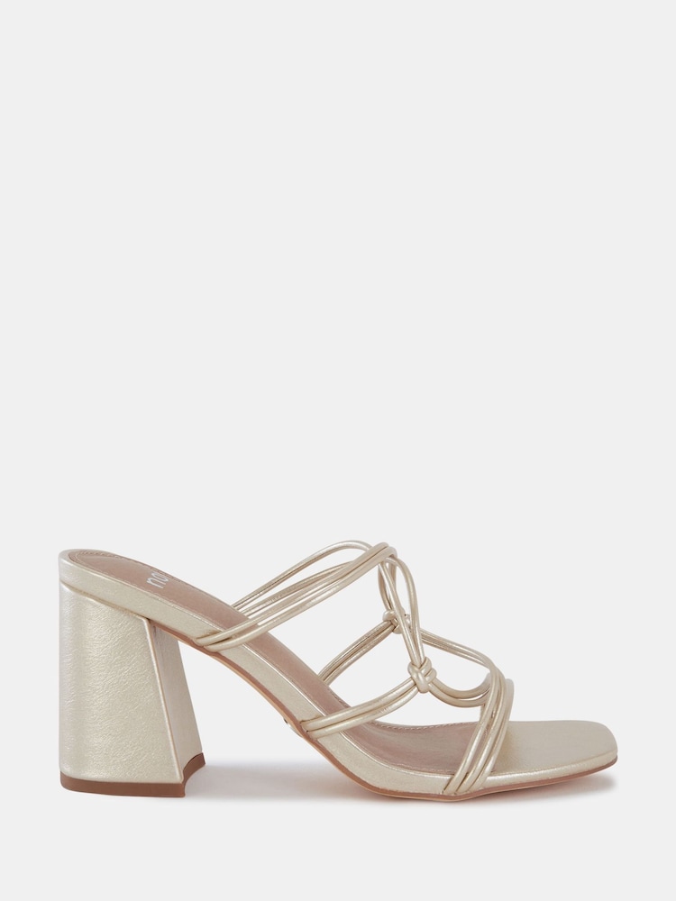 Novo Dark Gold Regular Fit Luckie Block Heel Mules - Image 2 of 6