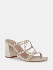 Novo Dark Gold Regular Fit Luckie Block Heel Mules - Image 3 of 6