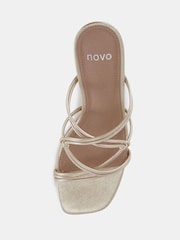 Novo Dark Gold Regular Fit Luckie Block Heel Mules - Image 5 of 6