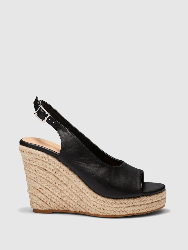 Novo Black Regular Fit Ocean Slingback Espadrille Wedge - Image 2 of 4 Novo Black Regular Fit Ocean Slingback Espadrille Wedge - Image 2 of 4