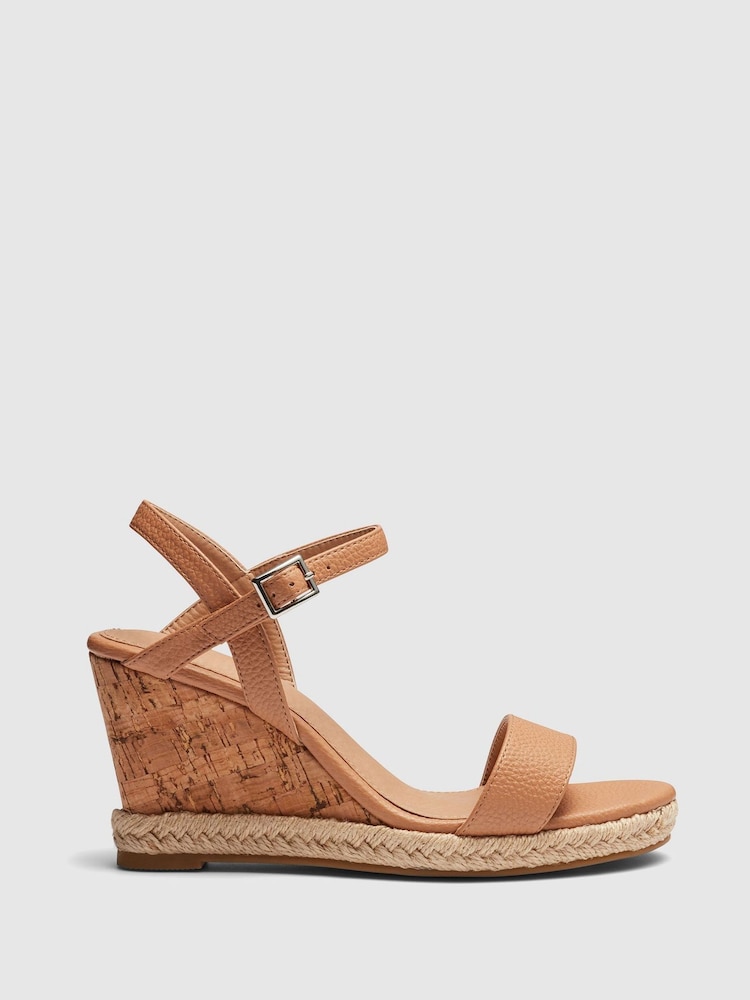 Novo Brown Wide Fit Booma Cork Wedge Sandals - Image 2 of 4