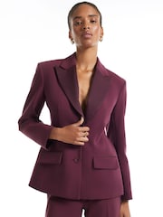 River Island Purple Long Sleeve Tuxedo Detail Blazer - Image 1 of 4