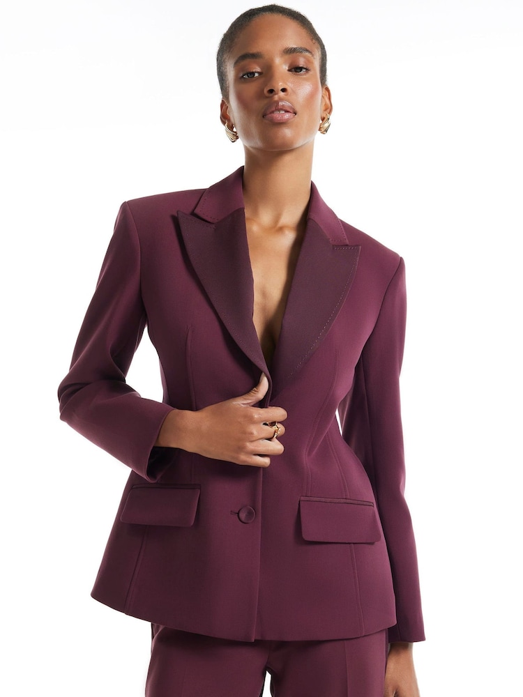 River Island Purple Long Sleeve Tuxedo Detail Blazer - Image 1 of 4 River Island Purple Long Sleeve Tuxedo Detail Blazer - Image 1 of 4