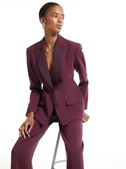 River Island Purple Long Sleeve Tuxedo Detail Blazer - Image 3 of 4