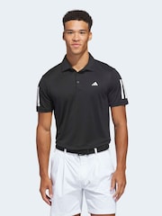 adidas Golf Black Performance 3 Stripe Polo Shirt - Image 1 of 6