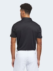 adidas Golf Black Performance 3 Stripe Polo Shirt - Image 2 of 6
