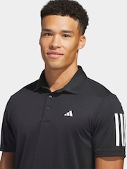 adidas Golf Black Performance 3 Stripe Polo Shirt - Image 4 of 6