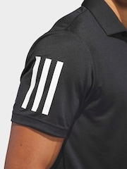 adidas Golf Black Performance 3 Stripe Polo Shirt - Image 5 of 6