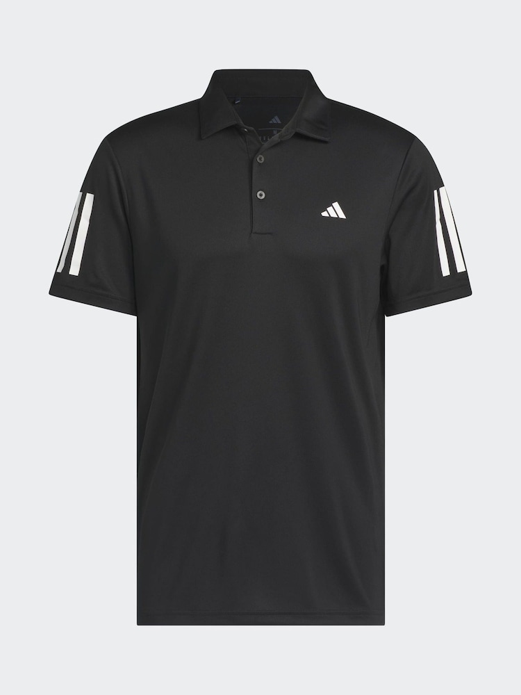 adidas Golf Black Performance 3 Stripe Polo Shirt - Image 6 of 6 adidas Golf Black Performance 3 Stripe Polo Shirt - Image 6 of 6