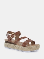 Novo Brown Regular Fit SIMBA Espadrille Strappy Sandals - Image 3 of 6