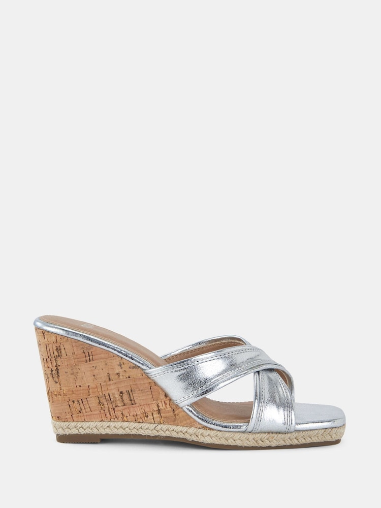 Novo Silver Brixton Cork Wedge Mules - Image 2 of 6 Novo Silver Brixton Cork Wedge Mules - Image 2 of 6