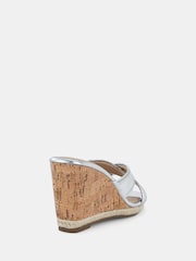 Novo Silver Brixton Cork Wedge Mules - Image 4 of 6