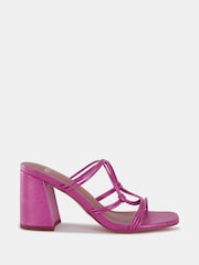Novo Pink Regular Fit Luckie Block Heel Mules - Image 2 of 6