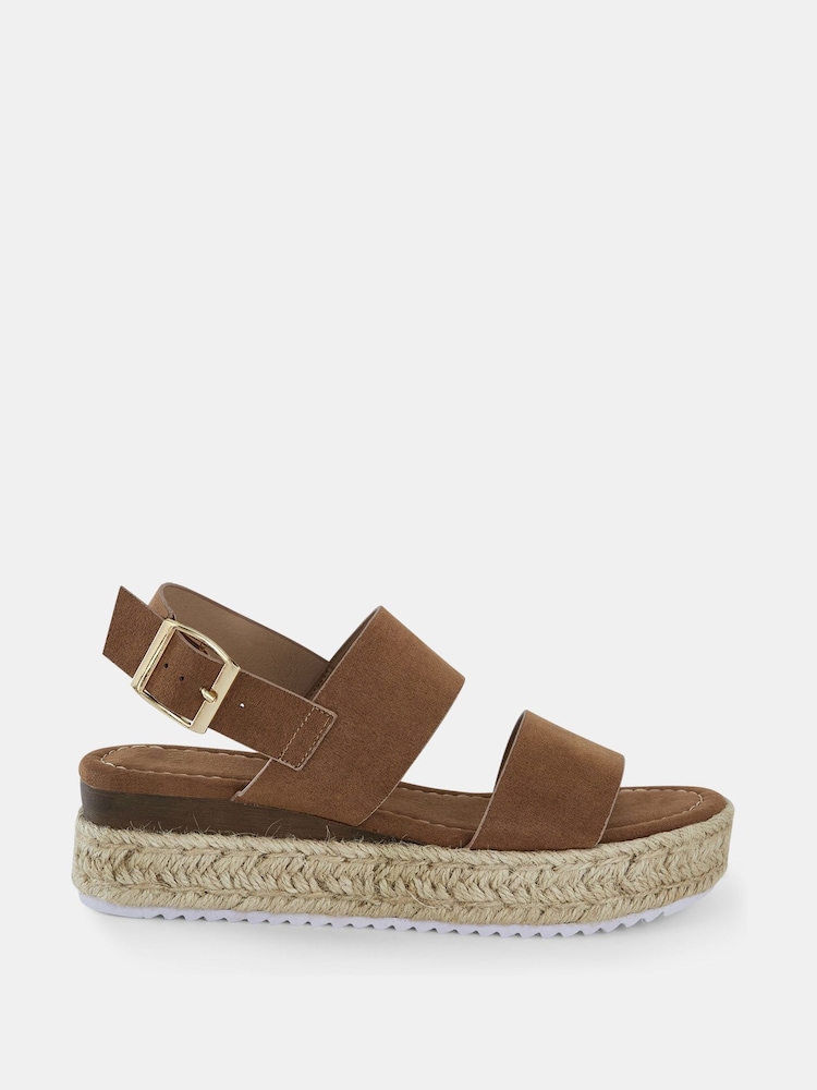 Novo Brown Regular Fit Sadie Espadrille Double Strap Sandals - Image 2 of 6