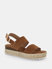 Novo Brown Regular Fit Sadie Espadrille Double Strap Sandals - Image 3 of 6