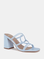 Novo Blue Regular Fit Luckie Block Heel Mules - Image 3 of 6