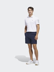 adidas Golf White Performance 3 Stripe Polo Shirt - Image 3 of 6