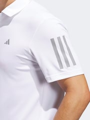 adidas Golf White Performance 3 Stripe Polo Shirt - Image 4 of 6