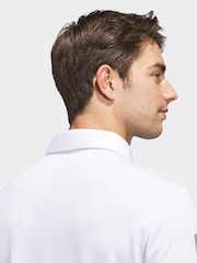 adidas Golf White Performance 3 Stripe Polo Shirt - Image 5 of 6