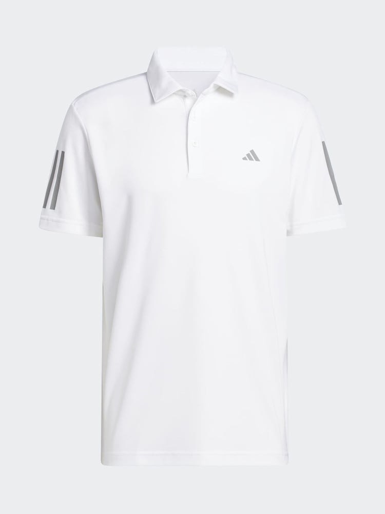 adidas Golf White Performance 3 Stripe Polo Shirt - Image 6 of 6 adidas Golf White Performance 3 Stripe Polo Shirt - Image 6 of 6
