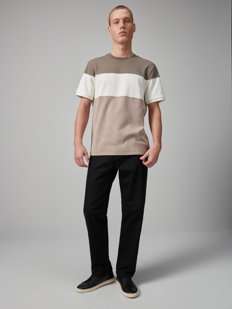 Neutral Textured Colour Block T-Shirt - Image 2 of 8
