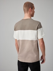 Neutral Textured Colour Block T-Shirt - Image 3 of 8