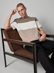 Neutral Textured Colour Block T-Shirt - Image 4 of 8