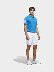 adidas Golf Blue Performance 3 Stripe Polo Shirt - Image 3 of 6