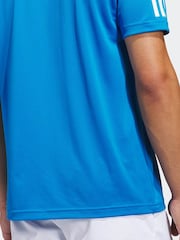 adidas Golf Blue Performance 3 Stripe Polo Shirt - Image 5 of 6