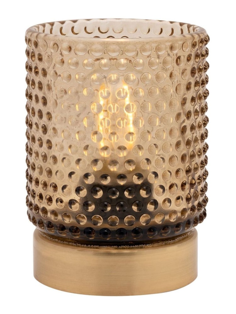 Widdop Amber Glass Cup with LED Bulb Light - Image 1 of 2 Widdop Amber Glass Cup with LED Bulb Light - Image 1 of 2