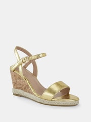 Novo Gold Wide Fit Booma Cork Wedge Sandals - Image 3 of 6