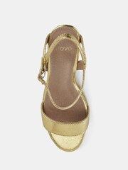 Novo Gold Wide Fit Booma Cork Wedge Sandals - Image 6 of 6