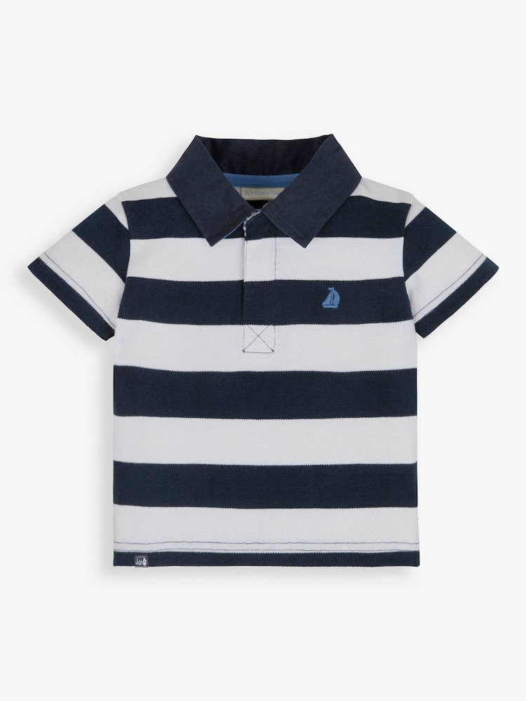 Темно-синий в белую полоску - JoJo Maman Bébé Stripe Polo Shirt - Изображение 1 из 1