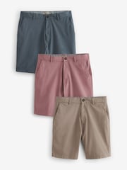 Vintage-Blau/Rosa/Dunkles Steingrau - Schmale Passform - Chino-Shorts, Stretch, 3er-Pack - Bild 1 von 14