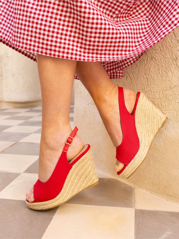 Novo Red Regular Fit Ocean Slingback Espadrille Wedge - Image 1 of 5