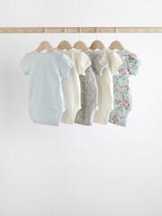 Blue Baby Puff Sleeve Character 100% Cotton Bodysuits 5 Pack - Image 2 of 5