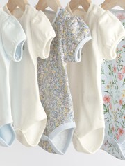 Blue Baby Puff Sleeve Character 100% Cotton Bodysuits 5 Pack - Image 3 of 5