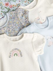 Blue Baby Puff Sleeve Character 100% Cotton Bodysuits 5 Pack - Image 4 of 5