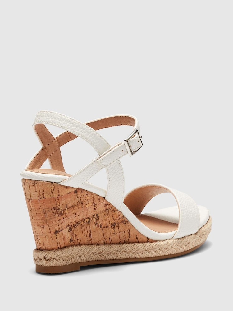 Novo White Wide Fit Booma Cork Wedge Sandals - Image 4 of 4