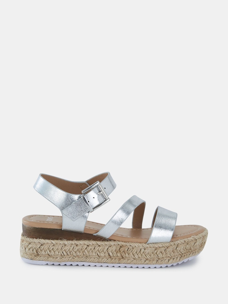 Novo Silver Regular Fit SIMBA Espadrille Strappy Sandals - Image 2 of 6 Novo Silver Regular Fit SIMBA Espadrille Strappy Sandals - Image 2 of 6