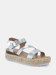 Novo Silver Regular Fit SIMBA Espadrille Strappy Sandals - Image 3 of 6