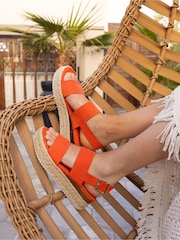 Novo Orange Regular Fit Sadie Espadrille Double Strap Sandals - Image 1 of 6