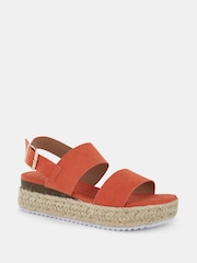 Novo Orange Regular Fit Sadie Espadrille Double Strap Sandals - Image 3 of 6