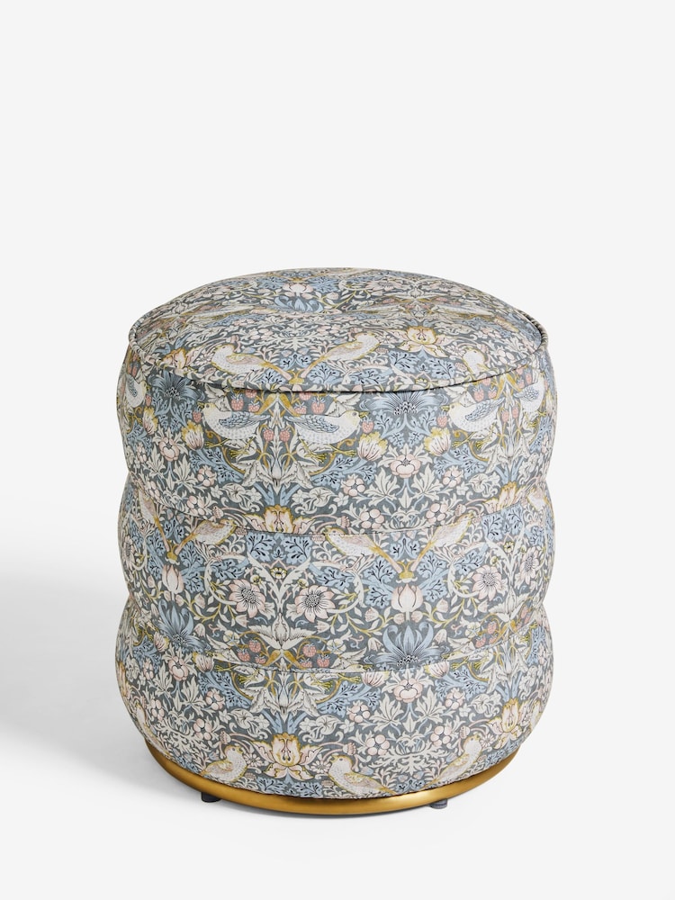 Clarke & Clarke William Morris Strawberry Thief Slate Grey Blush Sicily Stool - Image 2 of 4