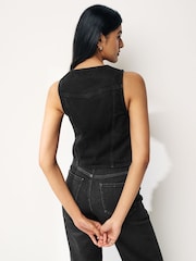 Schwarz - Denim-Weste - Bild 4 von 8