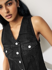 Schwarz - Denim-Weste - Bild 5 von 8